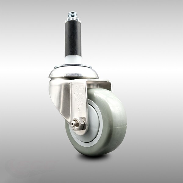 3.5 Inch 316SS Gray Polyurethane Wheel Swivel 7/8 Inch Expanding Stem Caster